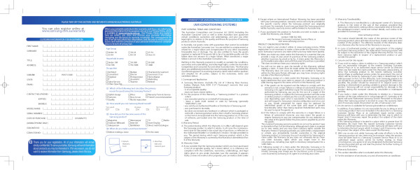 SAMSUNG WARRANTY CARD