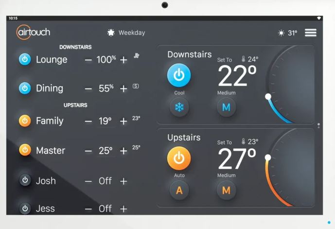 Fujitsu ducted air conditioner AirTouch 5 controller