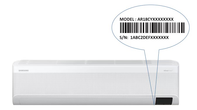 Samsung air conditioner indoor unit model number location