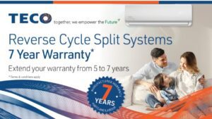 TECO reverse cycle air conditioner 7 year warranty promotion Newcastle NSW